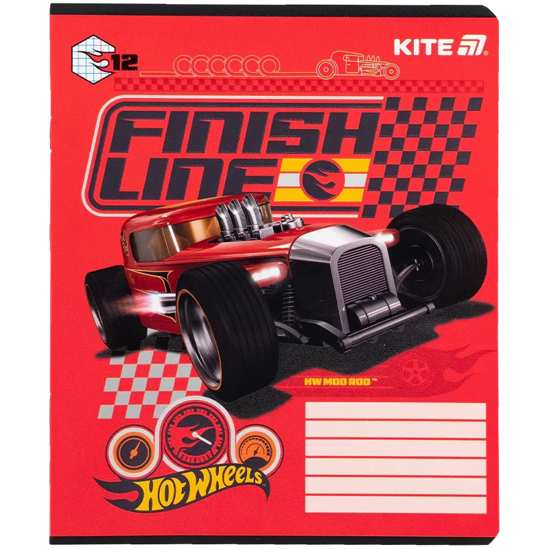Зошит шкільний Kite Hot Wheels, 12 аркушів, клітинка HW25-232-1