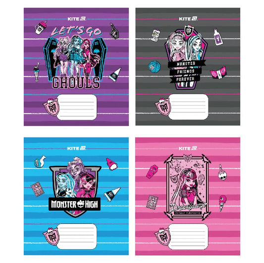 Зошит шкільний Kite Monster High, 12 аркушів, Коса лінія MH25-235