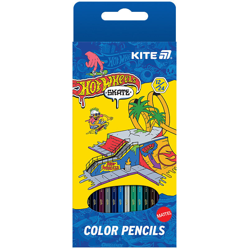 Олівці кольорові двосторонні Kite Hot Wheels 12/24 шт HW25-054-2