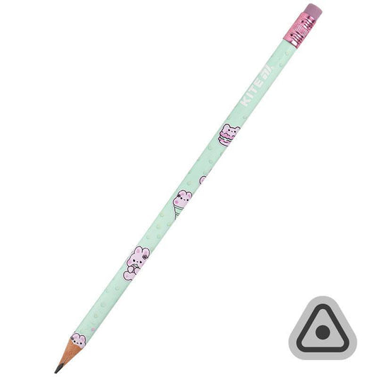 Олівець графітний з гумкою тригранний Kite K25-046-2