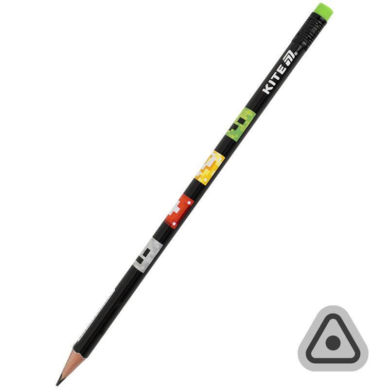 Олівець графітний з гумкою тригранний Kite K25-046-1