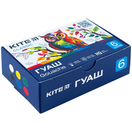 Гуаш Kite Classic 6 кольорів 20 мл K-062