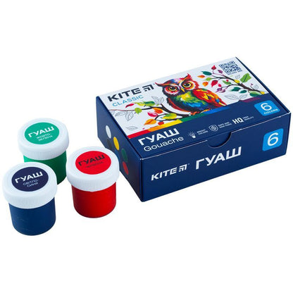 Гуаш Kite Classic 6 кольорів 20 мл K-062