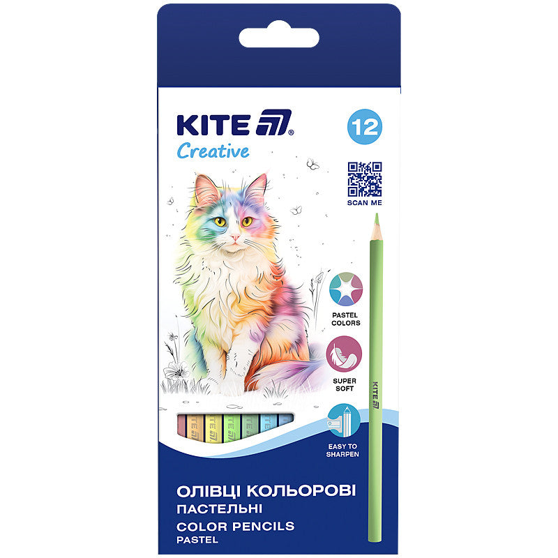 Олівці кольорові Kite Creative Pastel 12 кольорів K-451