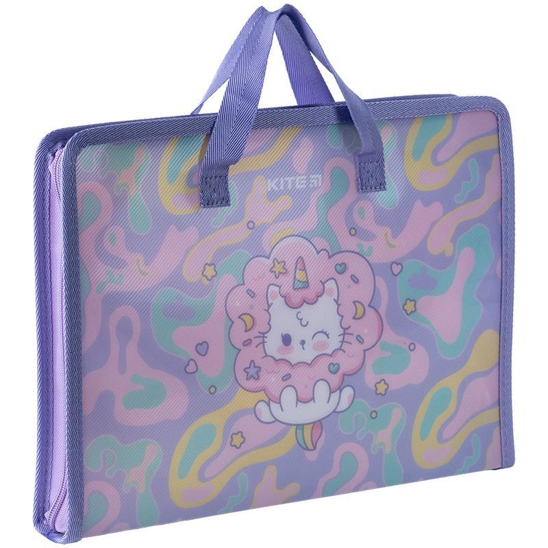 Папка-портфель на блискавці Kite Rainbow Catcorn K24-202-1, 1 відділення, A4