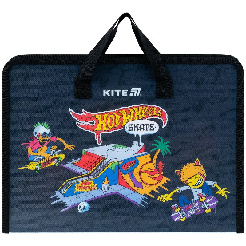 Папка-портфель на блискавці Kite Hot Wheels HW25-202, 1 відділення, A4