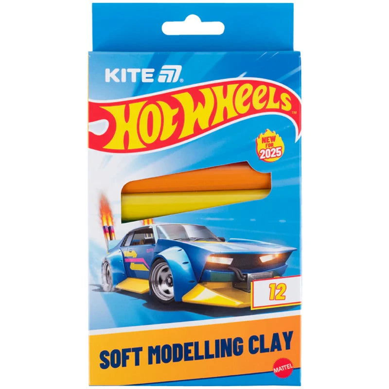Пластилін восковий Kite Hot Wheels HW25-086-1 12 кольорів, 200 г