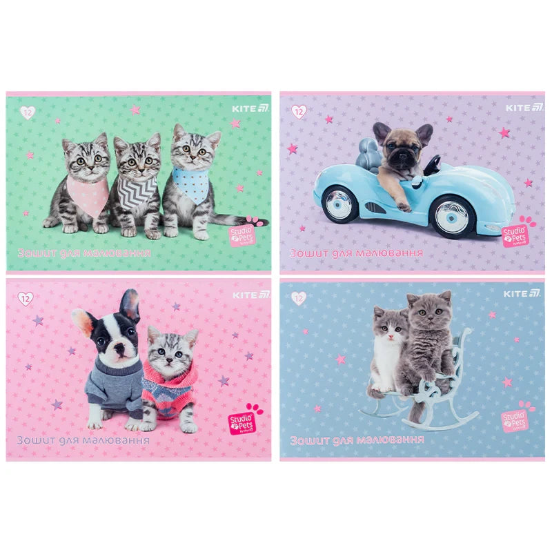 Зошит для малювання Kite Studio Pets 12 аркушів SP25-241