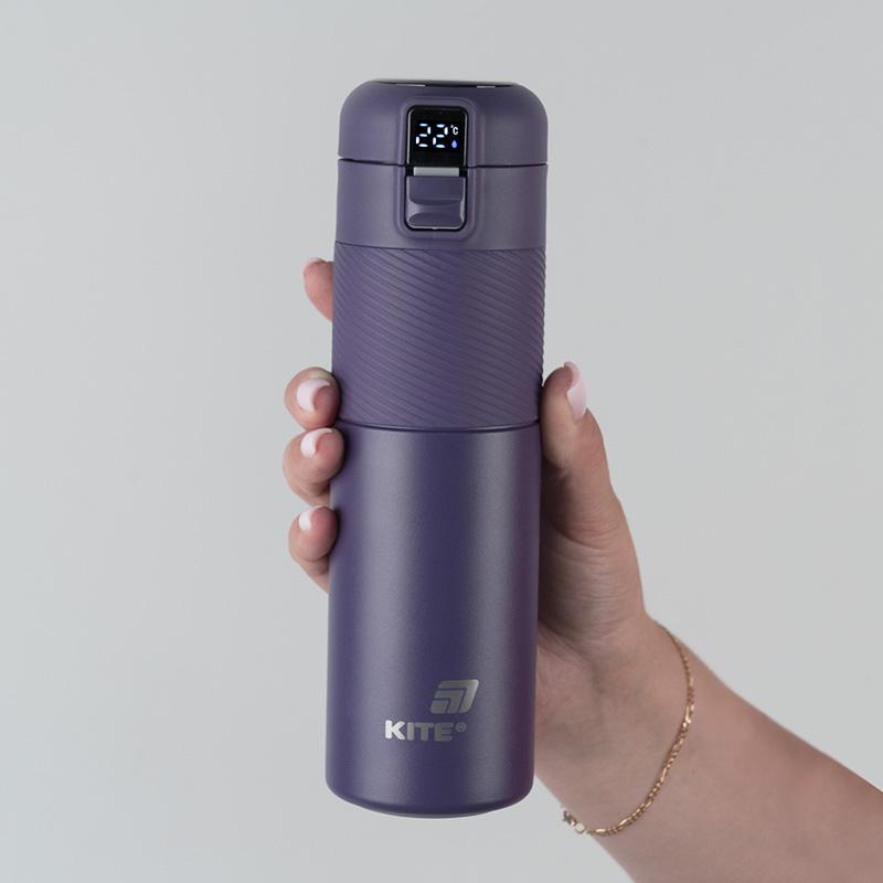 Термос з термодатчиком 450 мл фіолетовий k25-1227-3