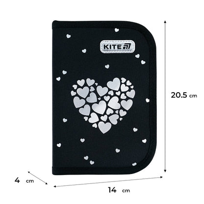 Пенал без наповнення Kite Black&Silver K26-622-5, 1 відділення, 2 відвороти