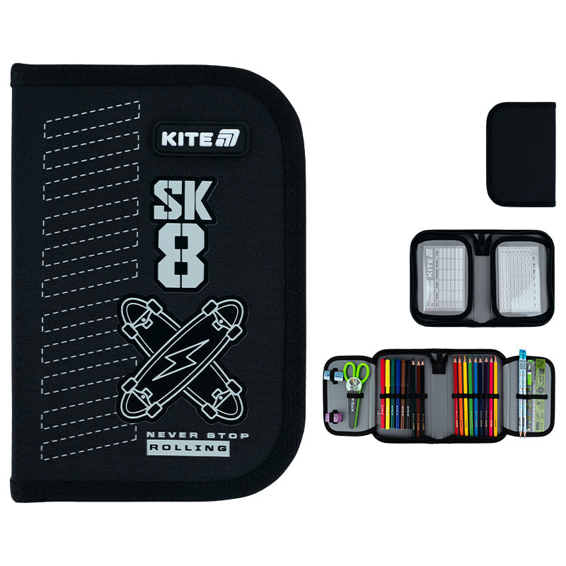 Пенал з наповненням Kite Skate K26-622H-4, 1 відділення, 2 відвороти