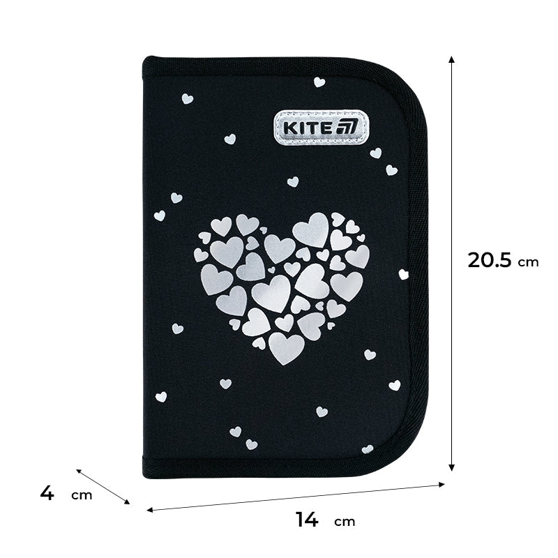 Пенал з наповненням Kite Black&Silver K26-622H-5, 1 відділення, 2 відвороти