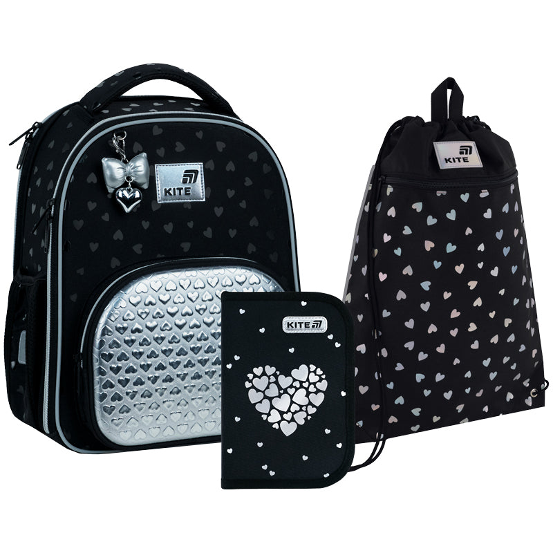 Шкільний набір Kite Education Black&Silver SET_K26-556M-2 (рюкзак, пенал, сумка)