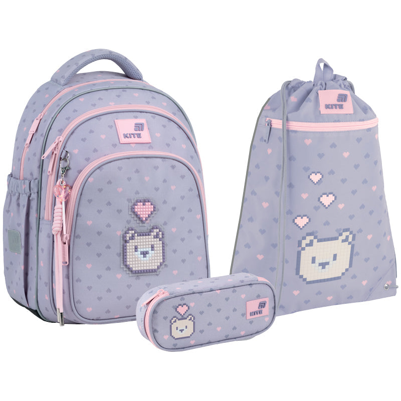 Шкільний набір Kite Education Pixel Love SET_K26-763S-1 (рюкзак, пенал, сумка)