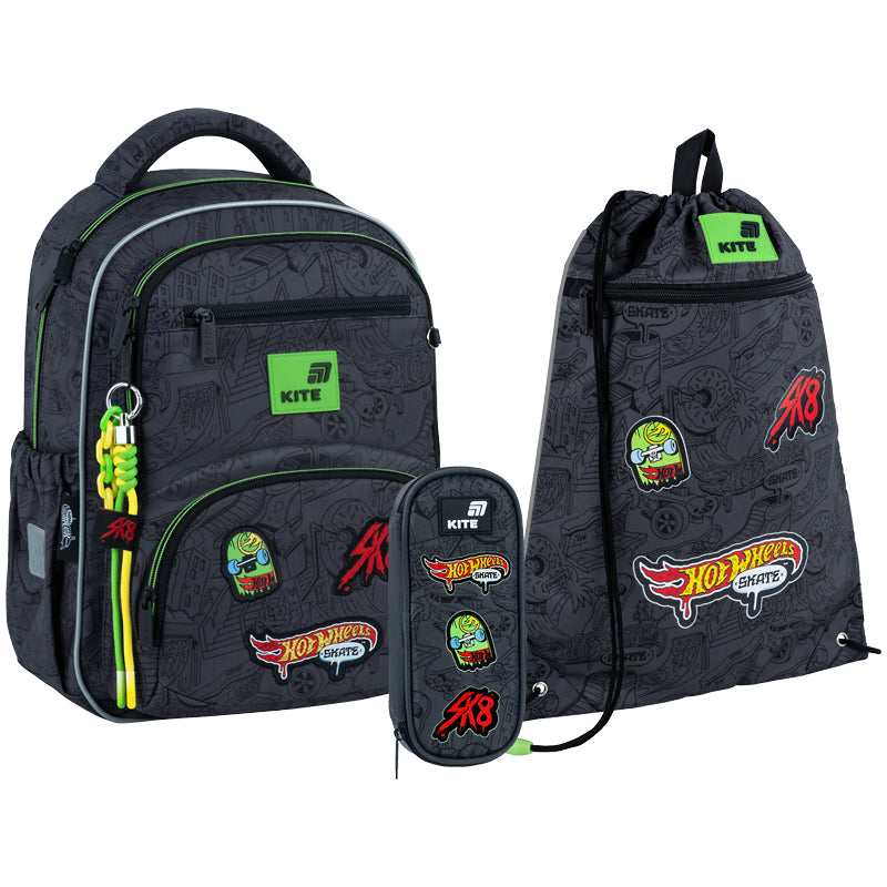 Шкільний набір Kite Education Hot Wheels SET_HW26-773M (рюкзак, пенал, сумка)