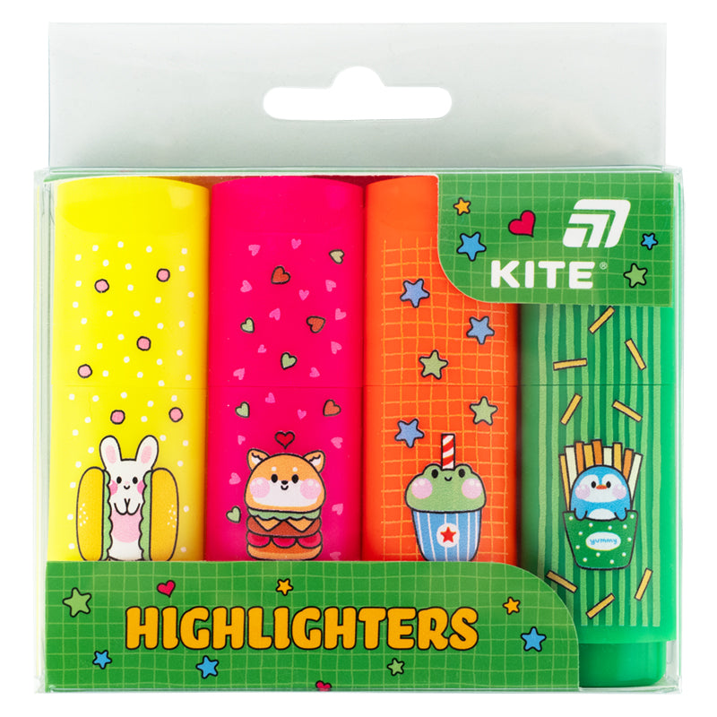 Маркер Highlighter Kite K26-445-1, набір 4-х, неон