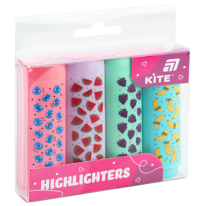 Маркер Highlighter Kite K26-445-2, набір 4-х, пастель