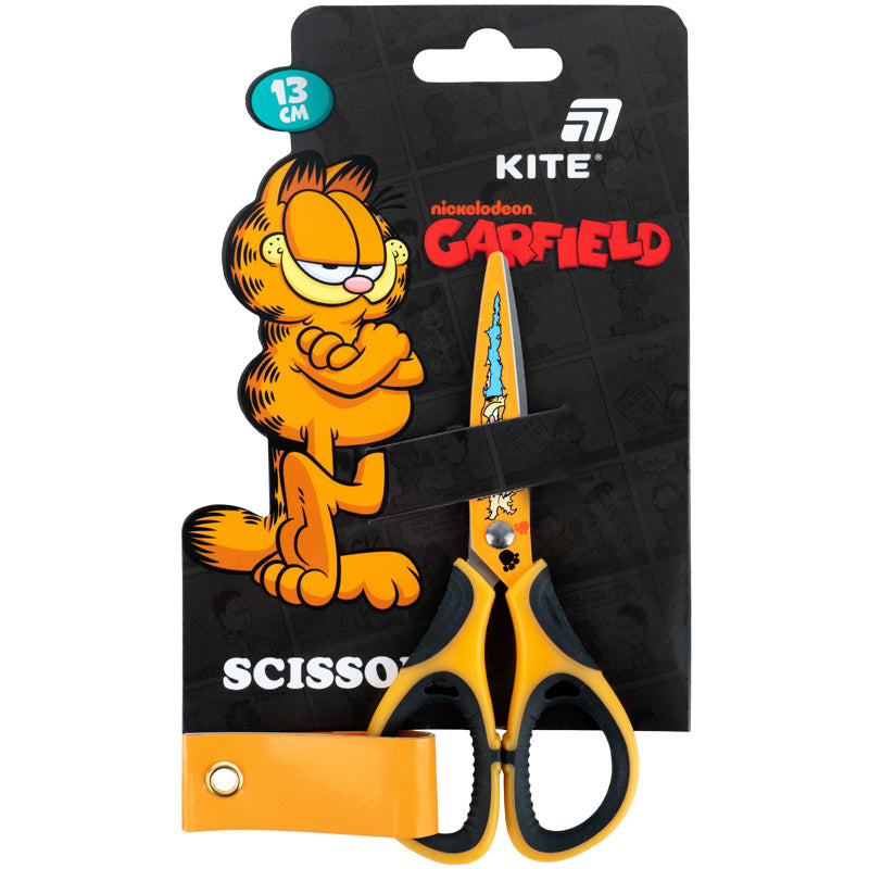 Ножиці дитячі з гумовими вставками і малюнком на лезі Kite Garfield GF26-148, 13 см
