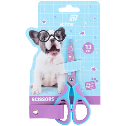 Ножиці дитячі з гумовими вставками і малюнком на лезі Kite Studio Pets SP26-148, 13 см