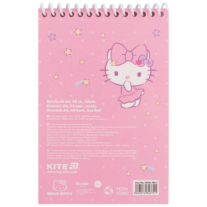 Блокнот на спіралі Kite Hello Kitty HK26-196-1, А6, 48 аркушів, нелінований