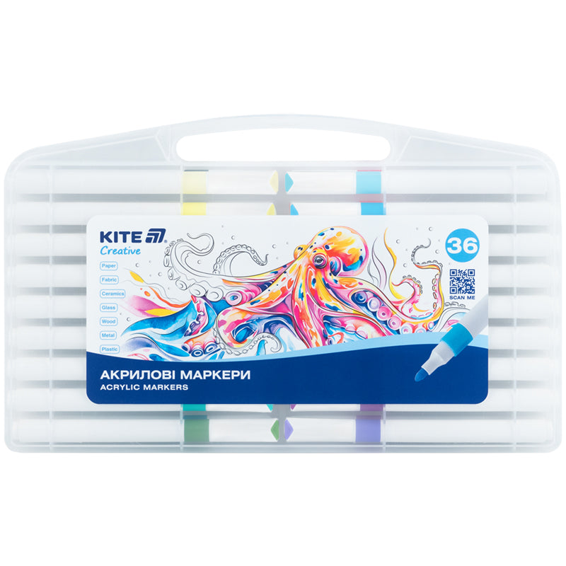 Маркери акрилові Jumbo Kite Creative K-1292, 36 кольорів