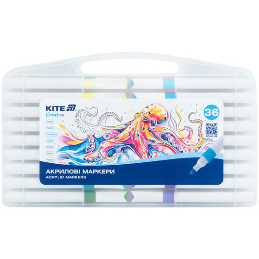 Маркери акрилові Jumbo Kite Creative K-1292, 36 кольорів