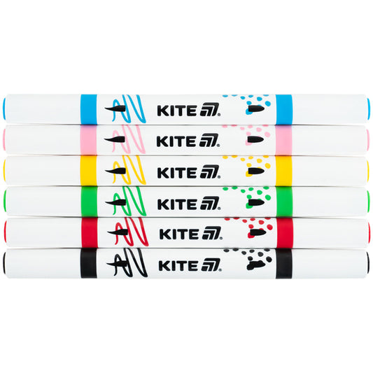Маркери акрилові двосторонні Kite Creative K-1293, 6 кольорів