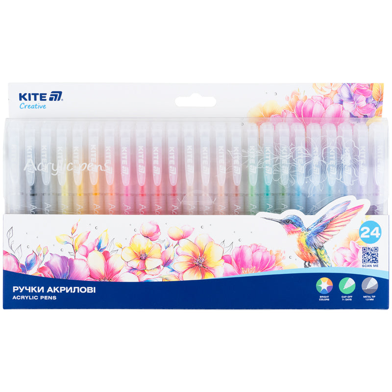 Ручки акрилові Kite Creative K-1296, набір 24шт