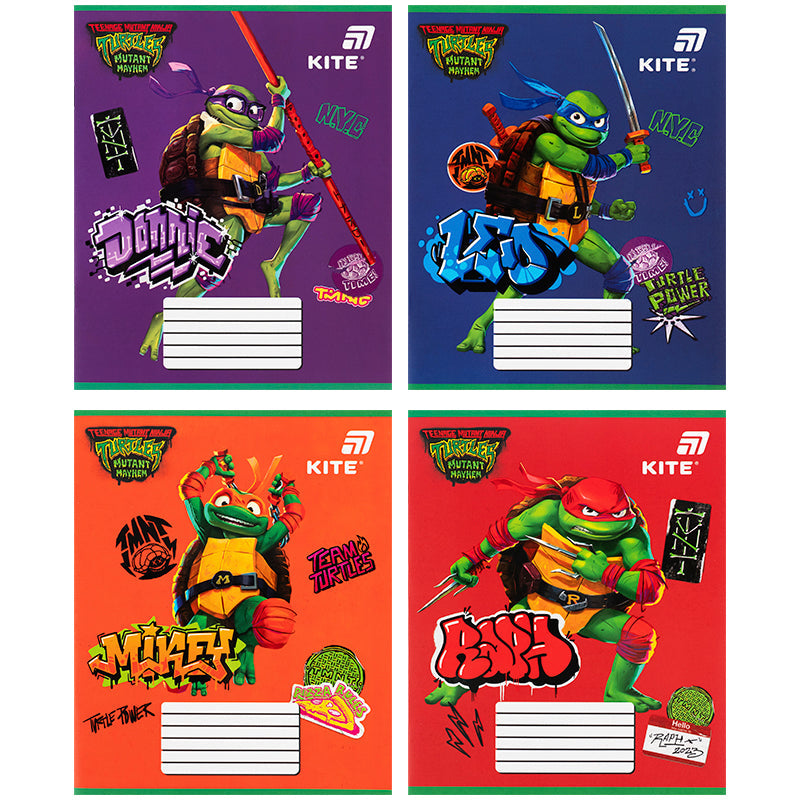 Зошит шкільний Kite Ninjia Turtles NT26-235, 12 аркушів, коса лінія