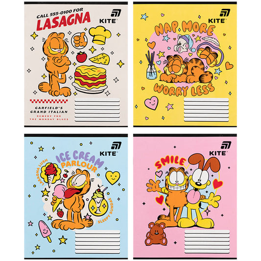 Зошит шкільний Kite Garfield GF26-235, 12 аркушів, коса лінія