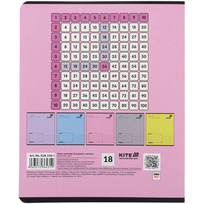 Зошит шкільний Kite One color K26-236-1, 18 аркушів, клітинка