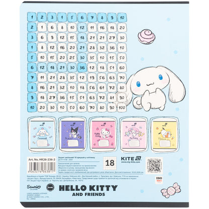 Зошит шкільний Kite Hello Kitty HK26-236-2, 18 аркушів, клітинка
