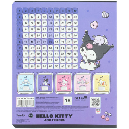 Зошит шкільний Kite Hello Kitty HK26-236-2, 18 аркушів, клітинка