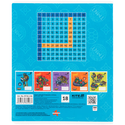 Зошит шкільний Kite Ninjia Turtles NT26-236, 18 аркушів, клітинка