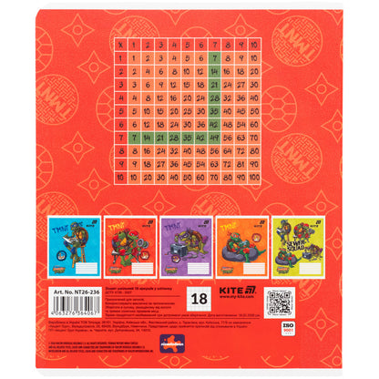 Зошит шкільний Kite Ninjia Turtles NT26-236, 18 аркушів, клітинка