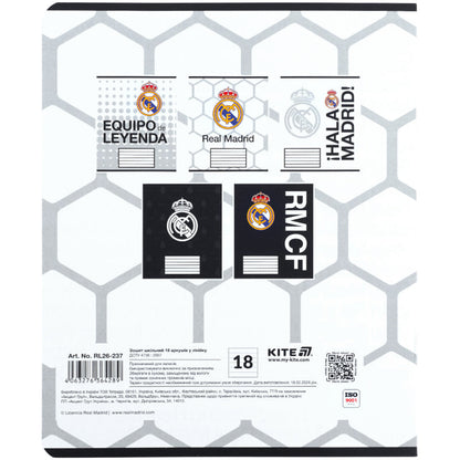 Зошит шкільний Kite  Real Madrid  RL26-237, 18 аркушів, лінія