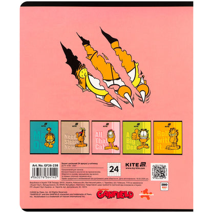 Зошит шкільний Kite Garfield GF26-238, 24 аркуші, клітинка
