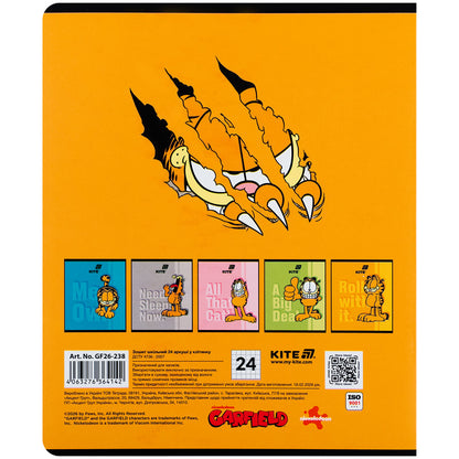 Зошит шкільний Kite Garfield GF26-238, 24 аркуші, клітинка