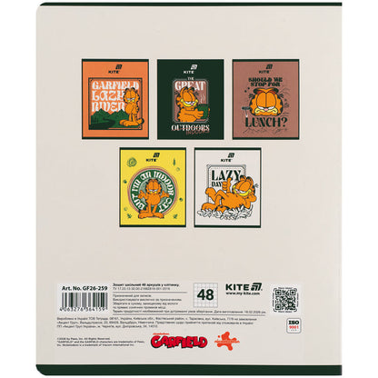 Зошит шкільний Kite Garfield GF26-259, 48 аркушів, клітинка